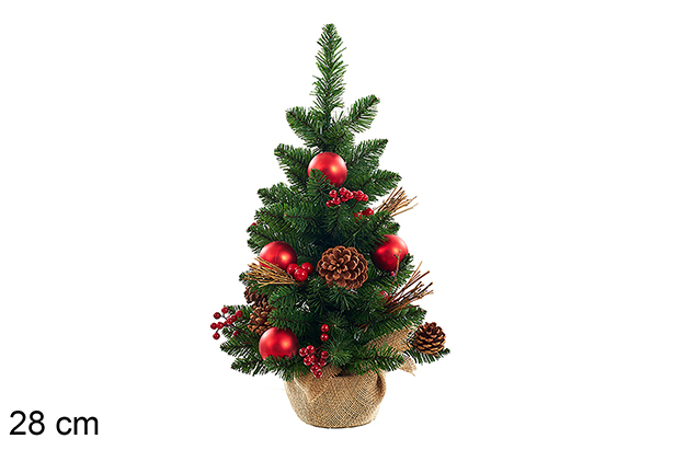 Árvore de Natal com base de linho, 28 cm