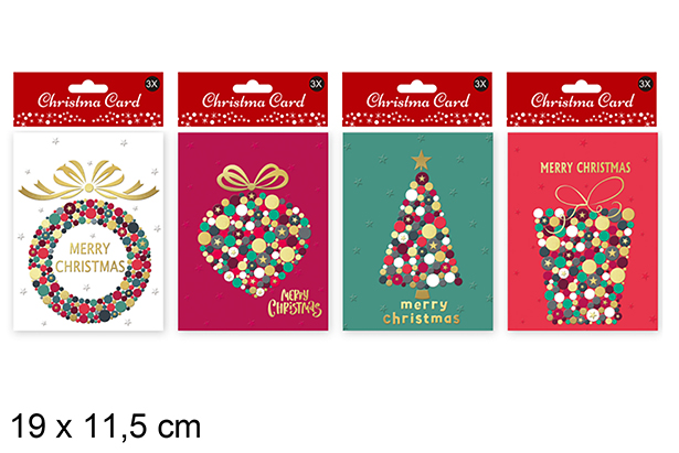 Pack 3 cartoline natalizie assortite 19x11,5 cm