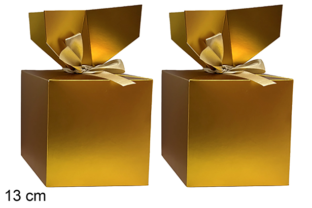 Set 2 cajas oro Navidad 13cm