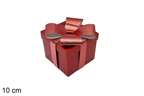 Caja regalo Navidad roja con lazo 10 cm