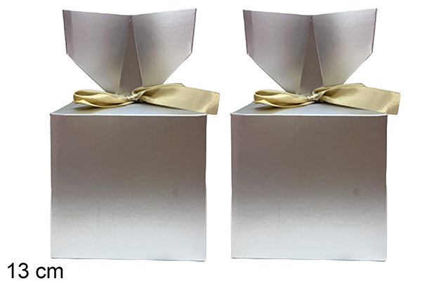Set 2 cajas plata Navidad 13cm