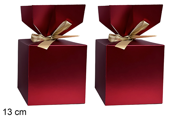 Conjunto de 2 caixas de Natal vermelhas, 13 cm