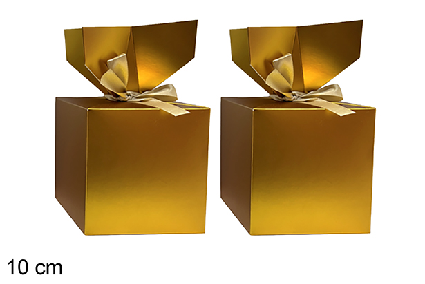Lot de 2 boîtes de Noël dorées, 10 cm