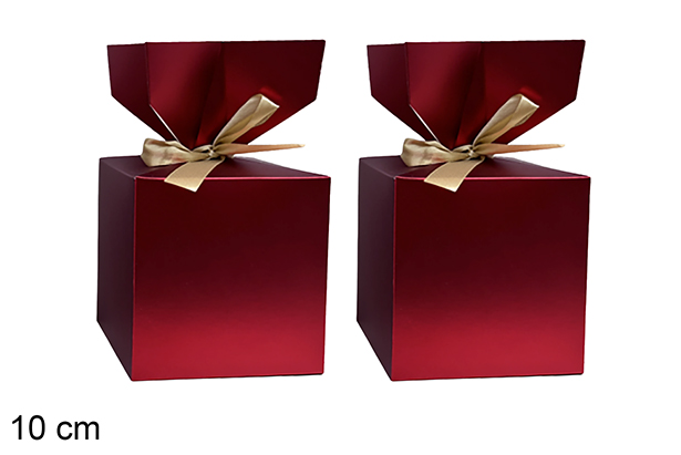 Set of 2 red Christmas boxes, 10cm