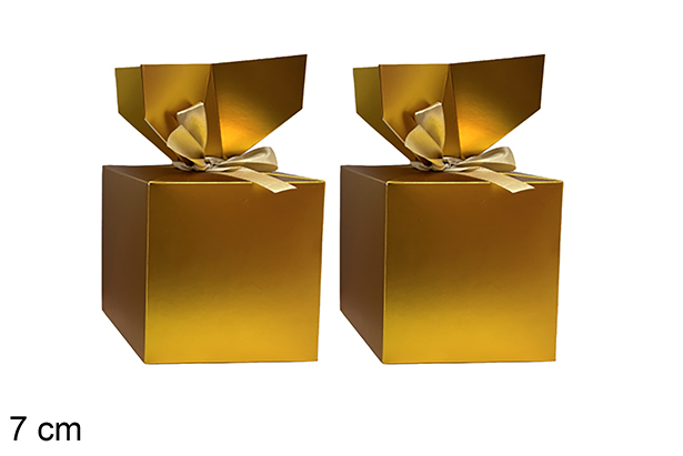 Set 2 cajas oro Navidad 7cm