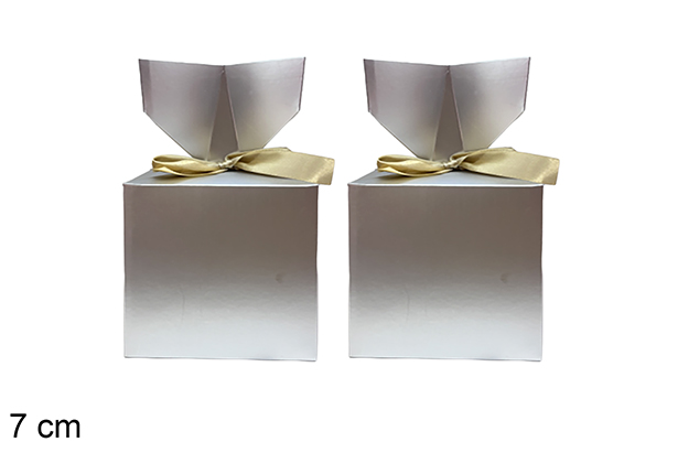 Set of 2 silver Christmas boxes, 7cm
