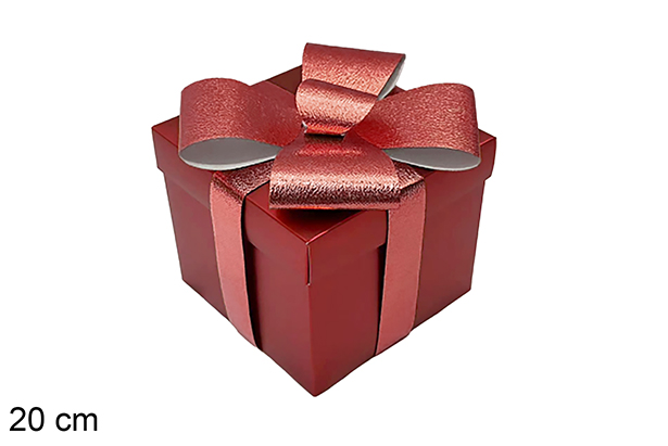 Caixa de presente de Natal vermelha com fita, 20 cm