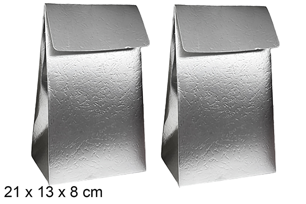 Set di 2 sacchetti regalo natalizi argentati 21x13x8 cm