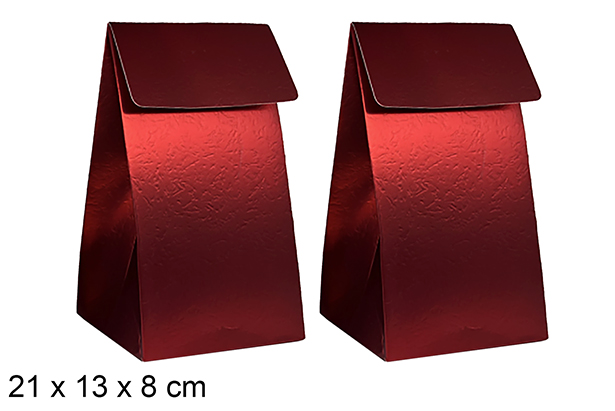 Set 2 bolsas roja de regalo Navidad 21x13x8 cm