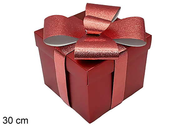 Boîte cadeau de Noël rouge avec ruban, 30 cm