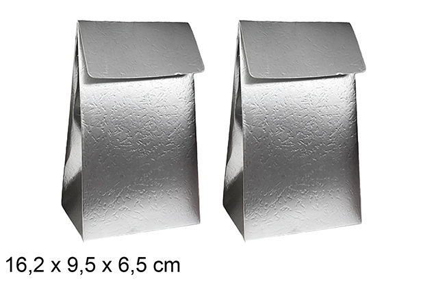 Set di 2 sacchetti regalo natalizi argentati 16,2x9,5x6,5 cm