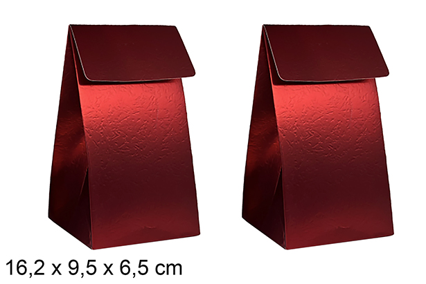 Conjunto de 2 sacolas de presente de Natal vermelhas, 16,2 x 9,5 x 6,5 cm