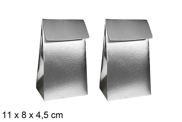Set 2 bolsas plata de regalo Navidad 11x8x4.5 cm