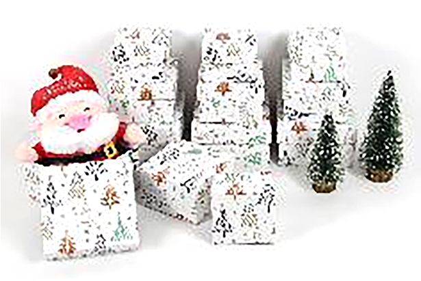 Pack 3 boîtes en carton de Noël décorées 13.5x13.5x8 cm-1