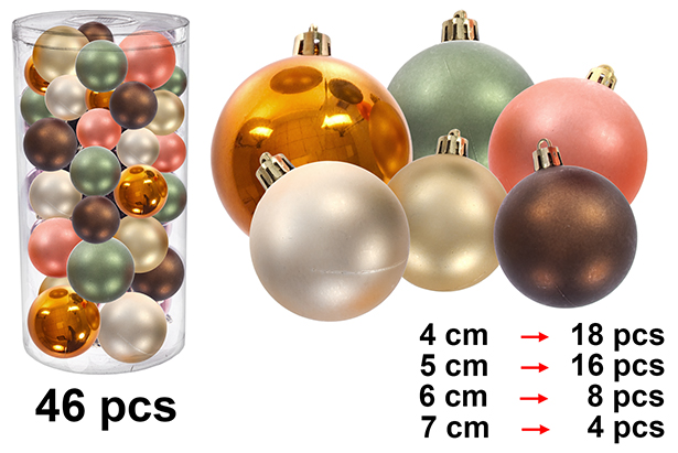Confezione da 46 palline cilindriche lucide/opache assortite