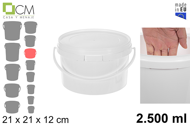 Envase plastico multiusos redondo blanco 2.500 ml