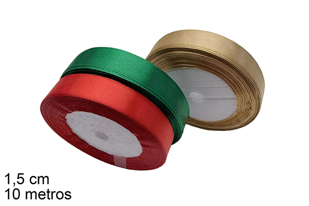 Satin ribbon, assorted colors 1.5 x 10 meters