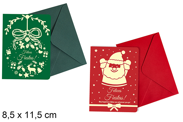 Pack 8 biglietti d'auguri natalizi assortiti 7x6 cm