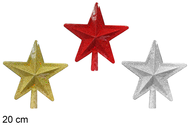 Punta a stella oro/argento/rossa 20 cm