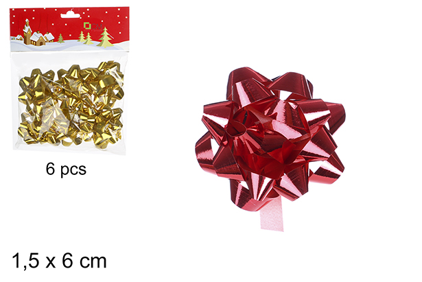 Pack 6 gold/red ribbons 1.5x6 cm