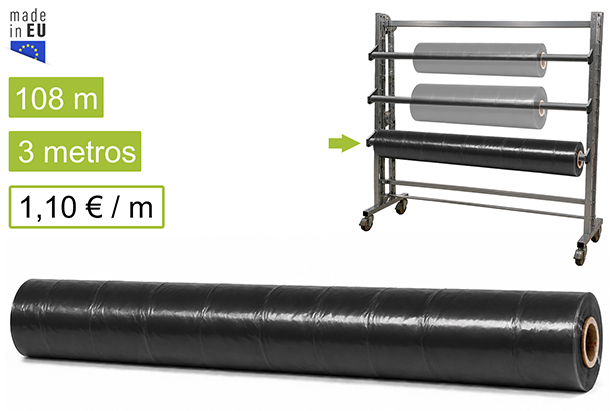 Bobina Tubo Film Negra 108m , 3m (ancho)