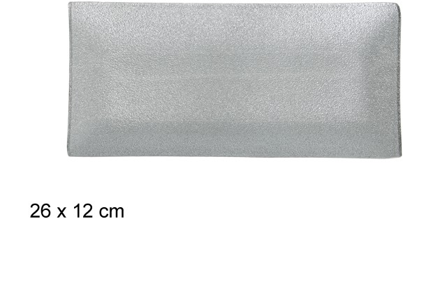 Medium silver glass Christmas tray 26x12 cm