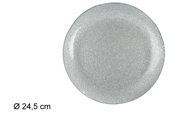 Bandeja cristal redonda Navidad plata 25 cm