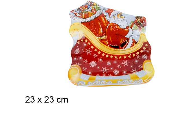 Glass tray shape Santa Claus in sleigh 23 cm