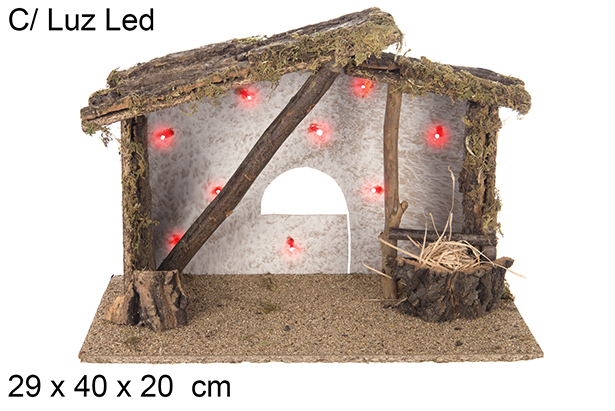 Cabane vide avec 10 LED à piles 29x40 cm
