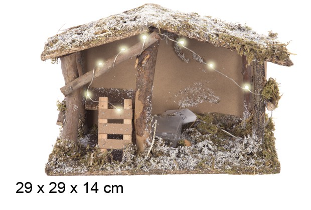 Snowy Cabin with Cool White Battery Operated Lights 29 cm 