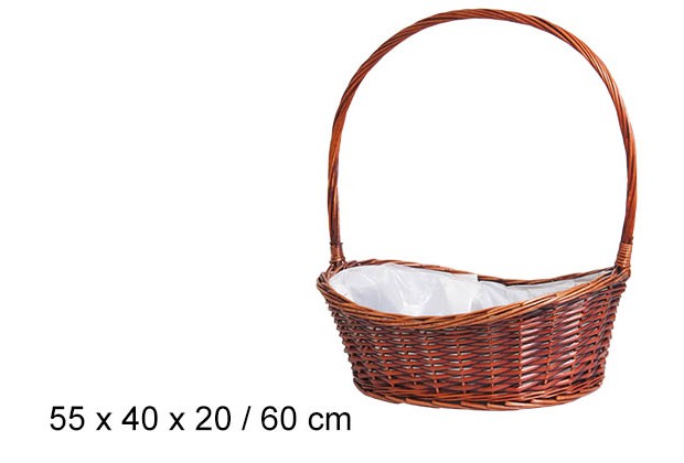 Cestino di vimini foderato mogano 60 cm  