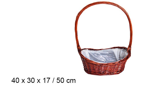 Cestino di vimini foderato mogano 50 cm  
