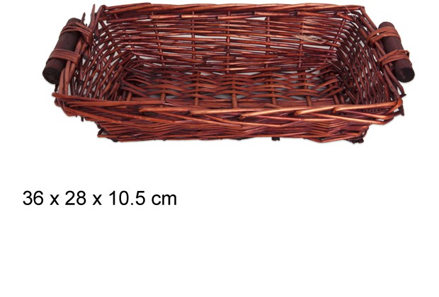 Cesto natalizio rettangolare in mogano 36x28 cm