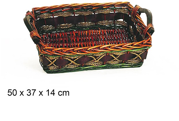 Green Christmas rectangular basket 50x37 cm