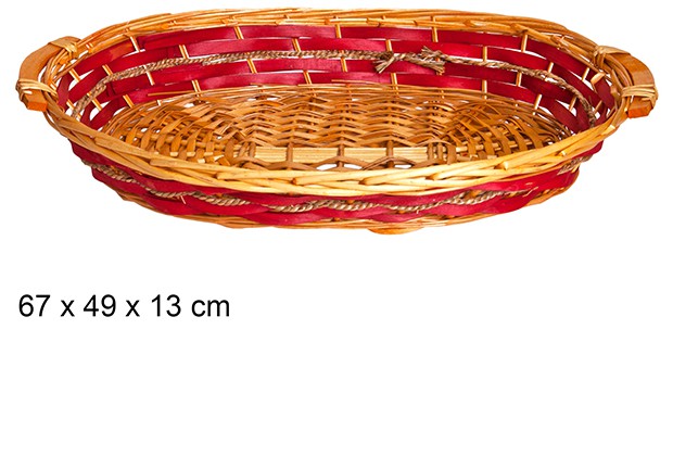 Cesta de pão oval colorida 67x49 cm