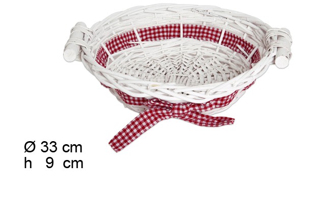 Cesta redonda blanca Navidad con lazo 33x9 cm