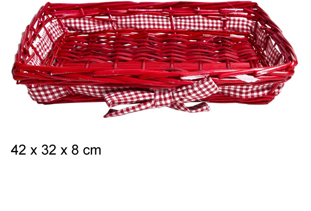 Bandeja mimbre Navidad lazo roja 42x32 cm