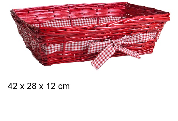 Cestino di vimini Natale rosso con fiocco 42x28 cm 