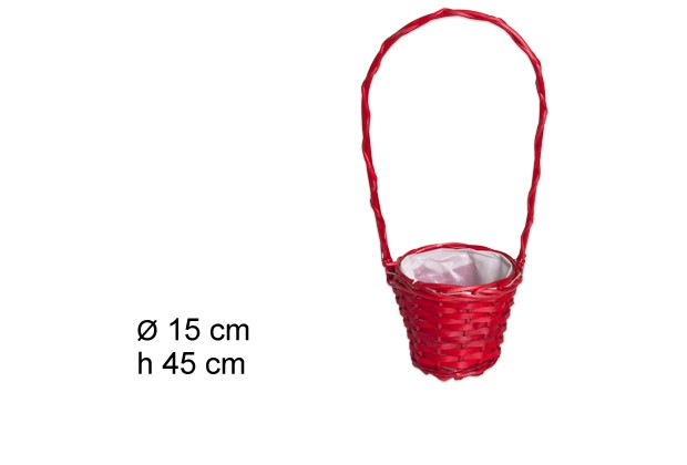 Cesta redonda florista roja Navidad 15 cm