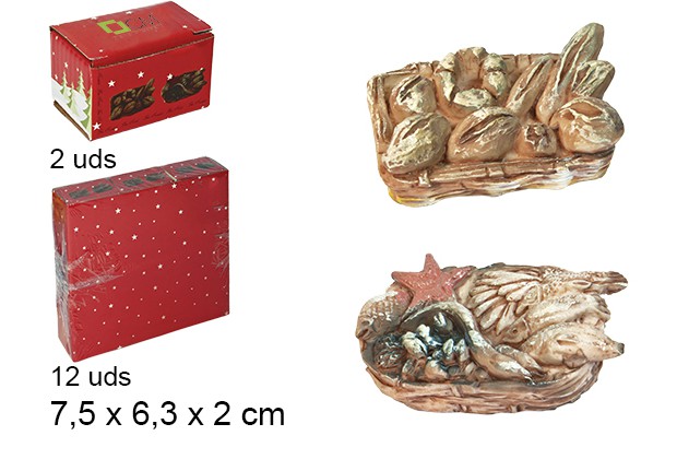 Pack 2 teglie di pane/pesca in resina  