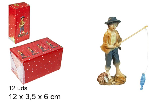 Pastor resina pescador 12 cm