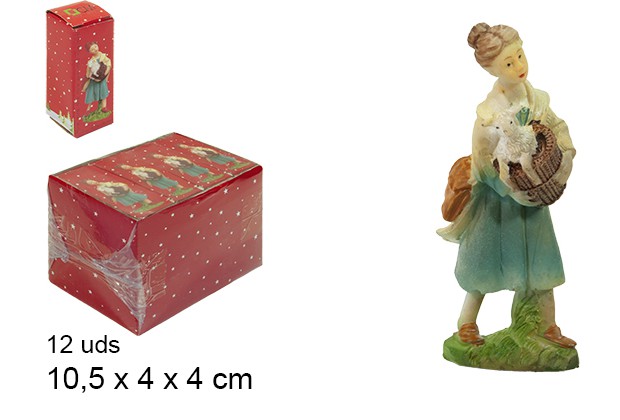 Resin shepherdess with sheep 10,5 cm