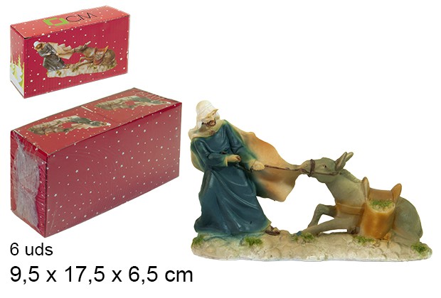 Marchand avec âne en résine 17,5 cm