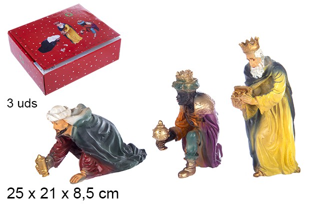 Pack 3 resin figures Three Wise for the Men Nativity Scene 25 cm
