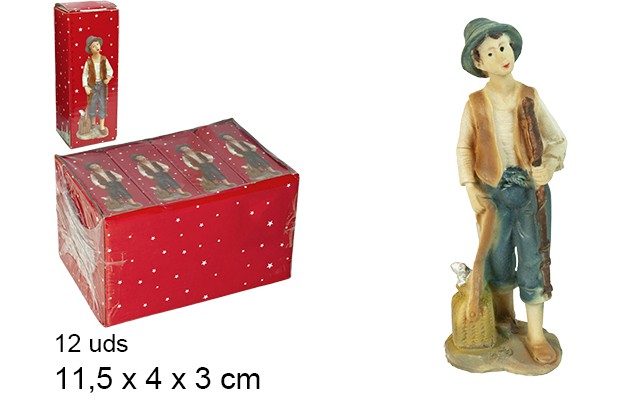 Berger pêrcheur avec panier en résine 11,5 cm