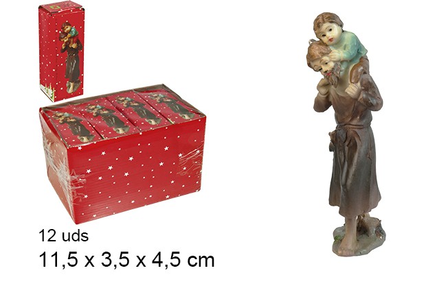 Pastore con bambino in spalla in resina 11,5 cm
