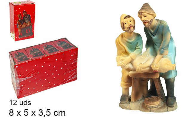 Pastores de resina matando porco 8 cm 