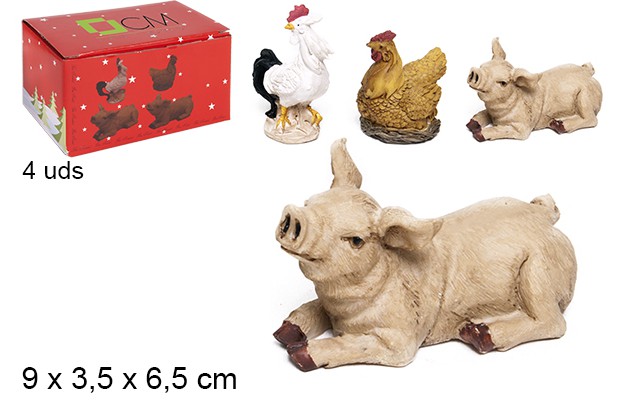 Pack 4 animales resina surtidos