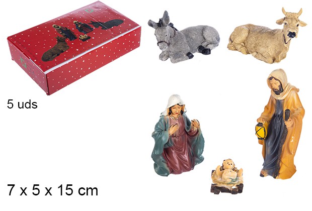 Pack 5 peças em resina para Presépio 15 cm