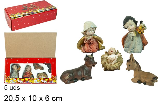 Pack 5 pezzi Natività bambini di resina  